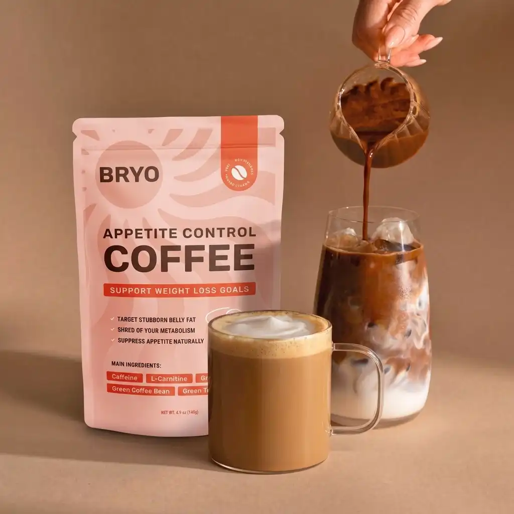BRYO eetlustremmer-koffie geserveerd met melk en ijs – bereid als iced coffee