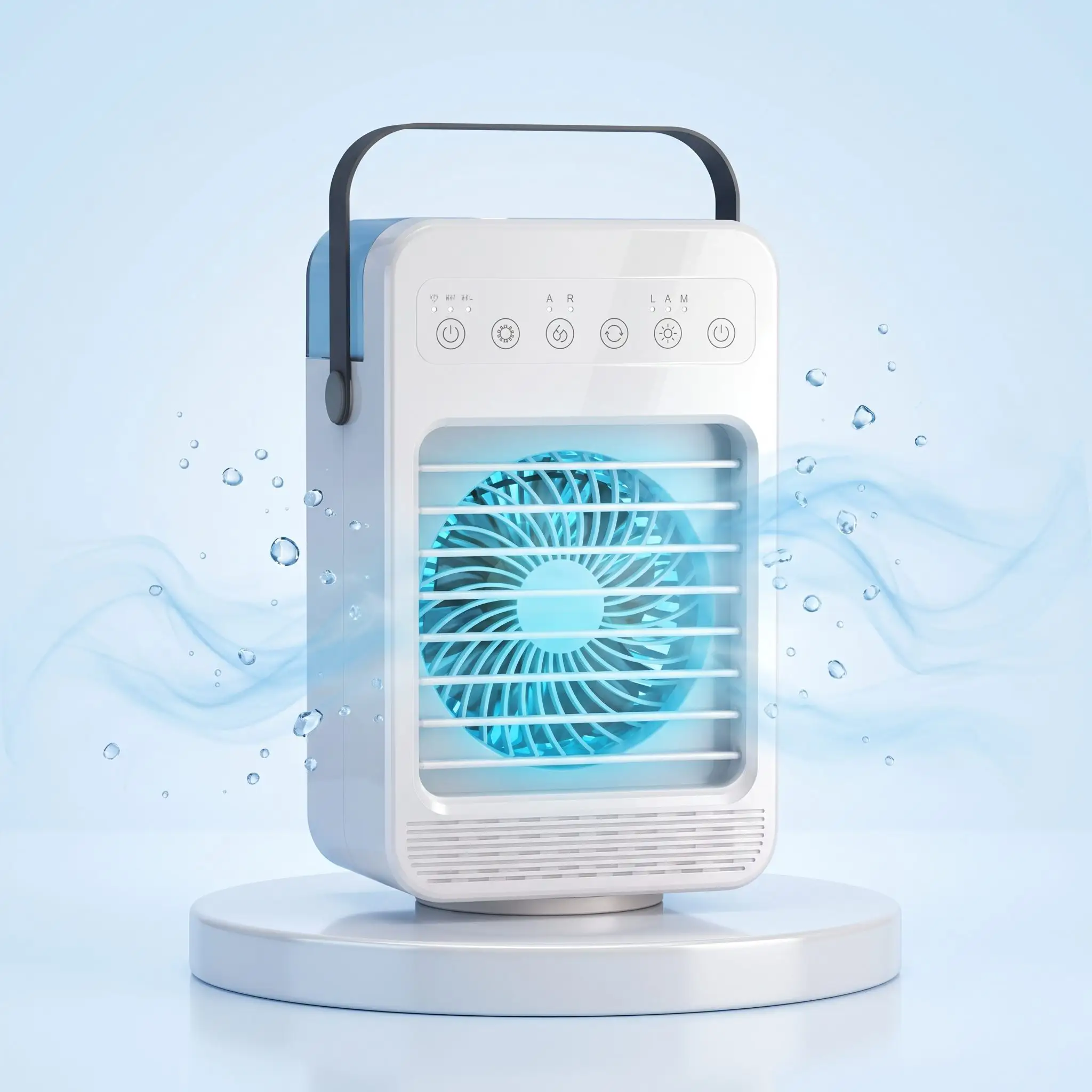 Close-up van de watertank en het ultrasone vernevelingssysteem van CoolJet
